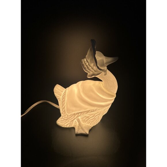 Vintage 80’s Schmid Beatrix Potter Duck Goose Anthropomorphic White Ceramic Lamp - Picture 1 of 16